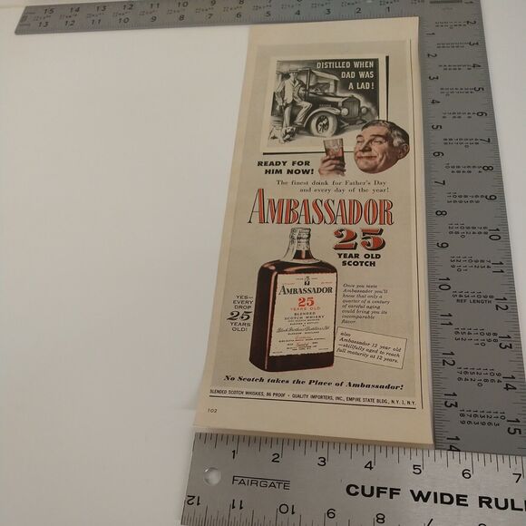 Ambassador‎ 25 Year Old Blended Scotch Whisky - 1950 Vtg PRINT AD Ephemera - Picture 7 of 8